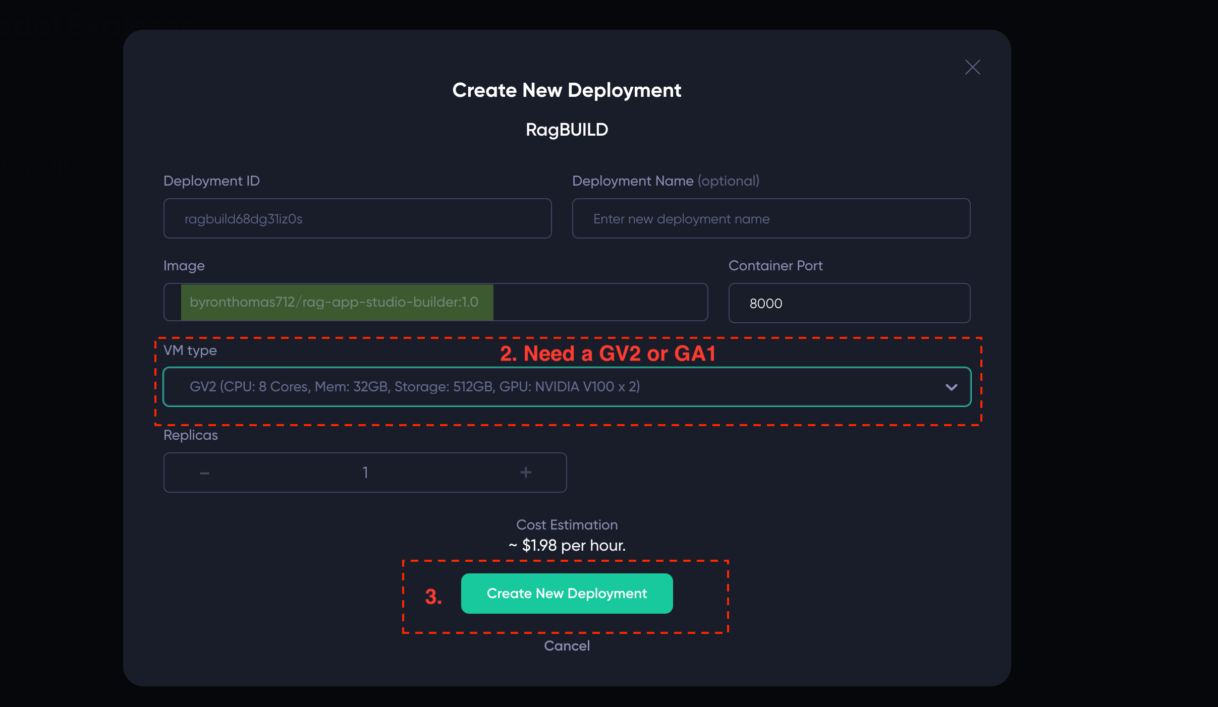 Launching the builder - step2