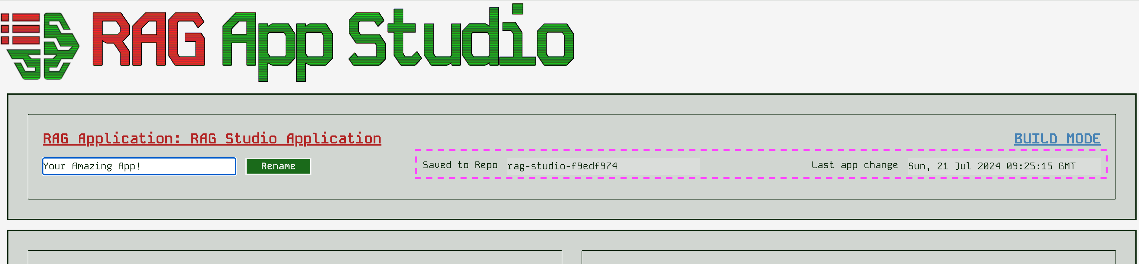 Details of where and when the app configuration has been saved
