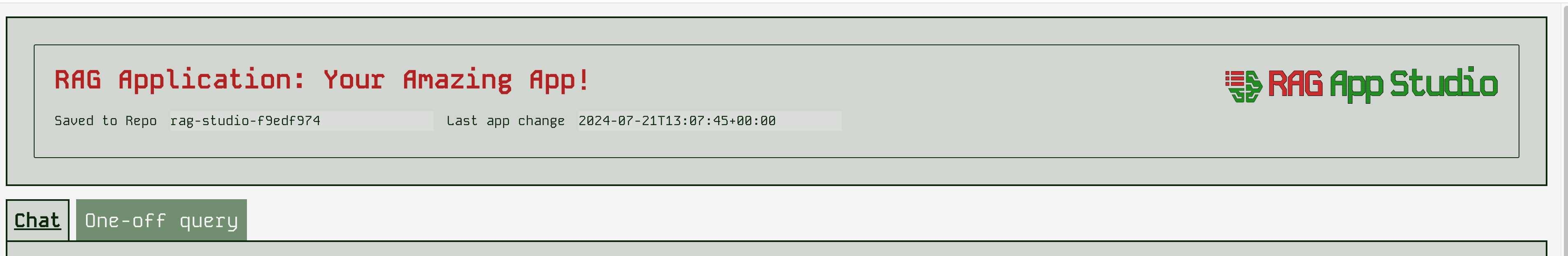 The top panel of the runner frontend, showing your app details