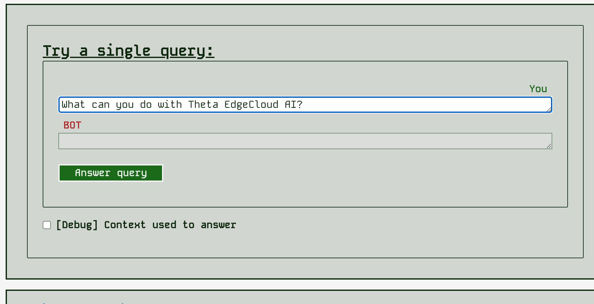 Entering a single query